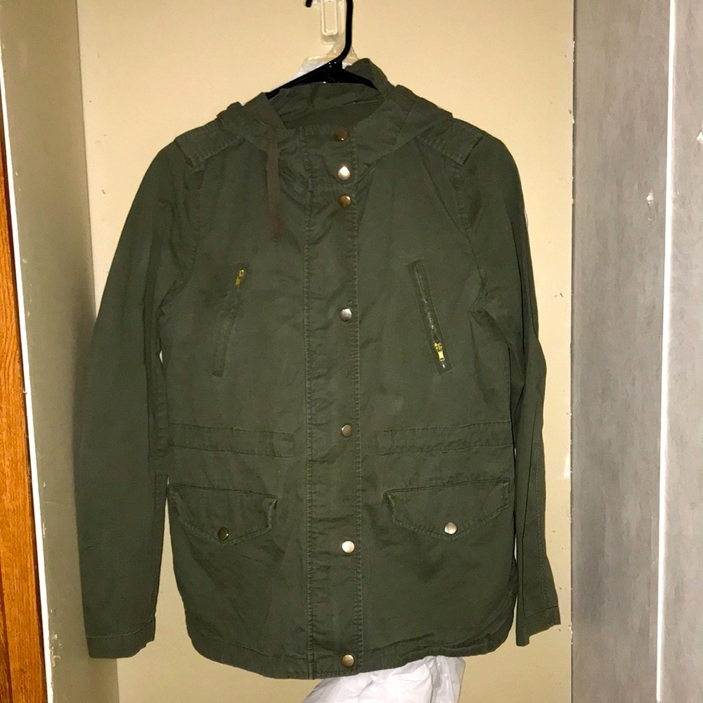 Selling this green jacket, size Small, brand (Love Tree) .